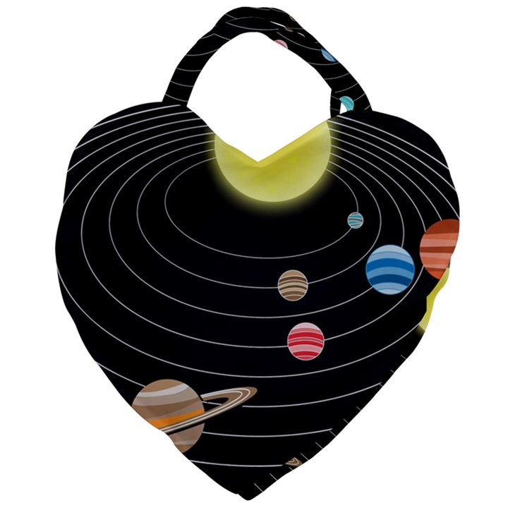 Solar System Planets Sun Space Giant Heart Shaped Tote