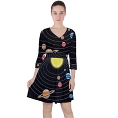 Solar System Planets Sun Space Ruffle Dress by Pakrebo