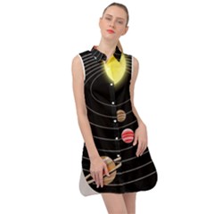 Solar System Planets Sun Space Sleeveless Shirt Dress