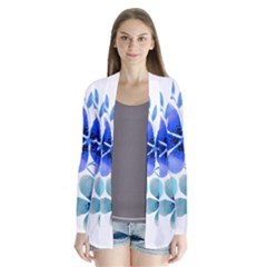 Watercolour Flowers Watercolor Drape Collar Cardigan by Pakrebo