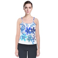 Watercolour Flowers Watercolor Velvet Spaghetti Strap Top by Pakrebo