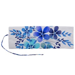 Watercolour Flowers Watercolor Roll Up Canvas Pencil Holder (m)