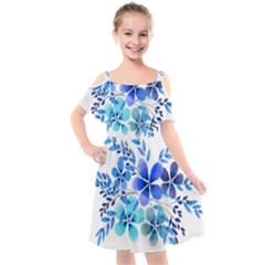 Watercolour Flowers Watercolor Kids  Cut Out Shoulders Chiffon Dress