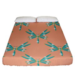 Turquoise Dragonfly Insect Paper Fitted Sheet (queen Size) by Pakrebo