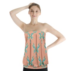 Turquoise Dragonfly Insect Paper Strapless Top by Pakrebo