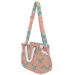 Turquoise Dragonfly Insect Paper Rope Handles Shoulder Strap Bag