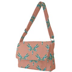 Turquoise Dragonfly Insect Paper Full Print Messenger Bag by Pakrebo