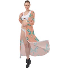 Turquoise Dragonfly Insect Paper Maxi Chiffon Beach Wrap