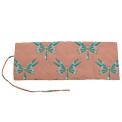 Turquoise Dragonfly Insect Paper Roll Up Canvas Pencil Holder (s)