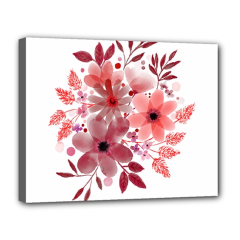 Watercolour Flowers Red Watercolor Canvas 14  X 11  (stretched) by Pakrebo