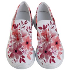 Watercolour Flowers Red Watercolor Women s Lightweight Slip Ons by Pakrebo