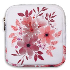 Watercolour Flowers Red Watercolor Mini Square Pouch by Pakrebo