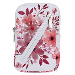 Watercolour Flowers Red Watercolor Belt Pouch Bag (small)