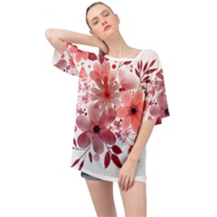 Watercolour Flowers Red Watercolor Oversized Chiffon Top