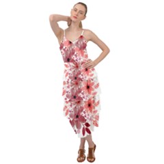 Watercolour Flowers Red Watercolor Layered Bottom Dress