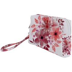 Watercolour Flowers Red Watercolor Wristlet Pouch Bag (small)