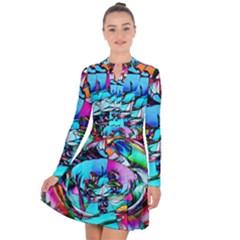 Abstract Flower Painting Long Sleeve Panel Dress by Pakrebo