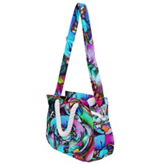 Abstract Flower Painting Rope Handles Shoulder Strap Bag