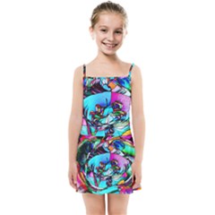 Abstract Flower Painting Kids  Summer Sun Dress by Pakrebo