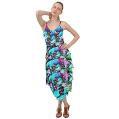 Abstract Flower Painting Layered Bottom Dress by Pakrebo