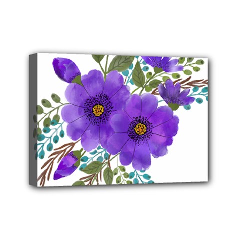 Watercolour Flowers Spring Floral Mini Canvas 7  X 5  (stretched) by Pakrebo