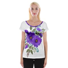 Watercolour Flowers Spring Floral Cap Sleeve Top by Pakrebo