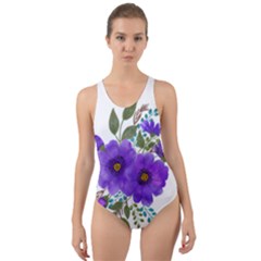 Watercolour Flowers Spring Floral Cut-out Back One Piece Swimsuit by Pakrebo