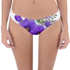 Watercolour Flowers Spring Floral Reversible Hipster Bikini Bottoms by Pakrebo