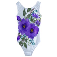 Watercolour Flowers Spring Floral Kids  Cut-out Back One Piece Swimsuit