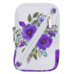 Watercolour Flowers Spring Floral Belt Pouch Bag (small)