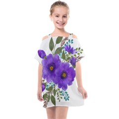 Watercolour Flowers Spring Floral Kids  One Piece Chiffon Dress by Pakrebo