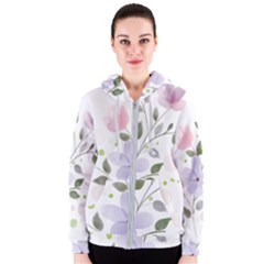 Spring Watercolour Flowers Women s Zipper Hoodie by Pakrebo