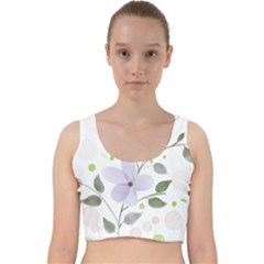 Spring Watercolour Flowers Velvet Racer Back Crop Top by Pakrebo