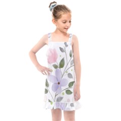 Spring Watercolour Flowers Kids  Overall Dress by Pakrebo