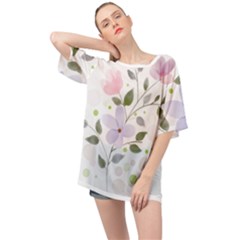 Spring Watercolour Flowers Oversized Chiffon Top