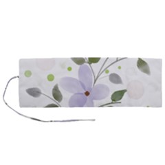 Spring Watercolour Flowers Roll Up Canvas Pencil Holder (m)