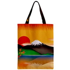 Mount Fuji Japan Lake Sun Sunset Zipper Classic Tote Bag by Pakrebo