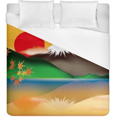 Mount Fuji Japan Lake Sun Sunset Duvet Cover (king Size) by Pakrebo