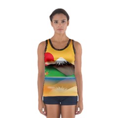 Mount Fuji Japan Lake Sun Sunset Sport Tank Top  by Pakrebo