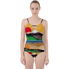 Mount Fuji Japan Lake Sun Sunset Cut Out Top Tankini Set by Pakrebo