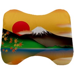 Mount Fuji Japan Lake Sun Sunset Head Support Cushion by Pakrebo