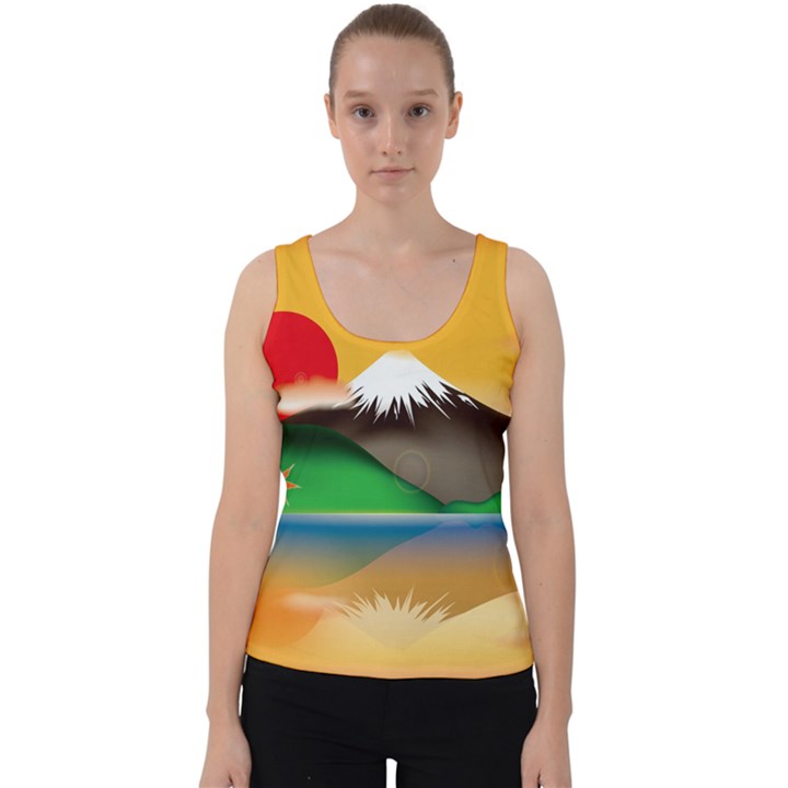 Mount Fuji Japan Lake Sun Sunset Velvet Tank Top