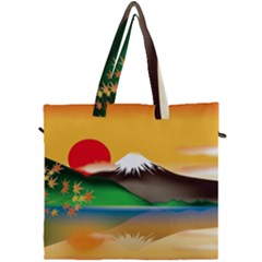 Mount Fuji Japan Lake Sun Sunset Canvas Travel Bag by Pakrebo