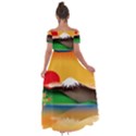 Mount Fuji Japan Lake Sun Sunset Off Shoulder Open Front Chiffon Dress View2