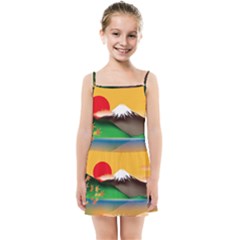 Mount Fuji Japan Lake Sun Sunset Kids  Summer Sun Dress by Pakrebo