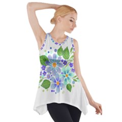 Watercolour Flowers Bouquet Spring Side Drop Tank Tunic by Pakrebo