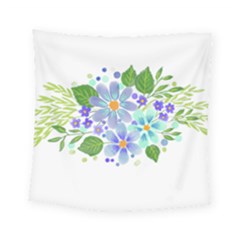 Watercolour Flowers Bouquet Spring Square Tapestry (small) by Pakrebo