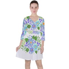 Watercolour Flowers Bouquet Spring Ruffle Dress by Pakrebo