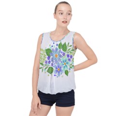 Watercolour Flowers Bouquet Spring Bubble Hem Chiffon Tank Top by Pakrebo