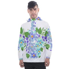 Watercolour Flowers Bouquet Spring Men s Front Pocket Pullover Windbreaker